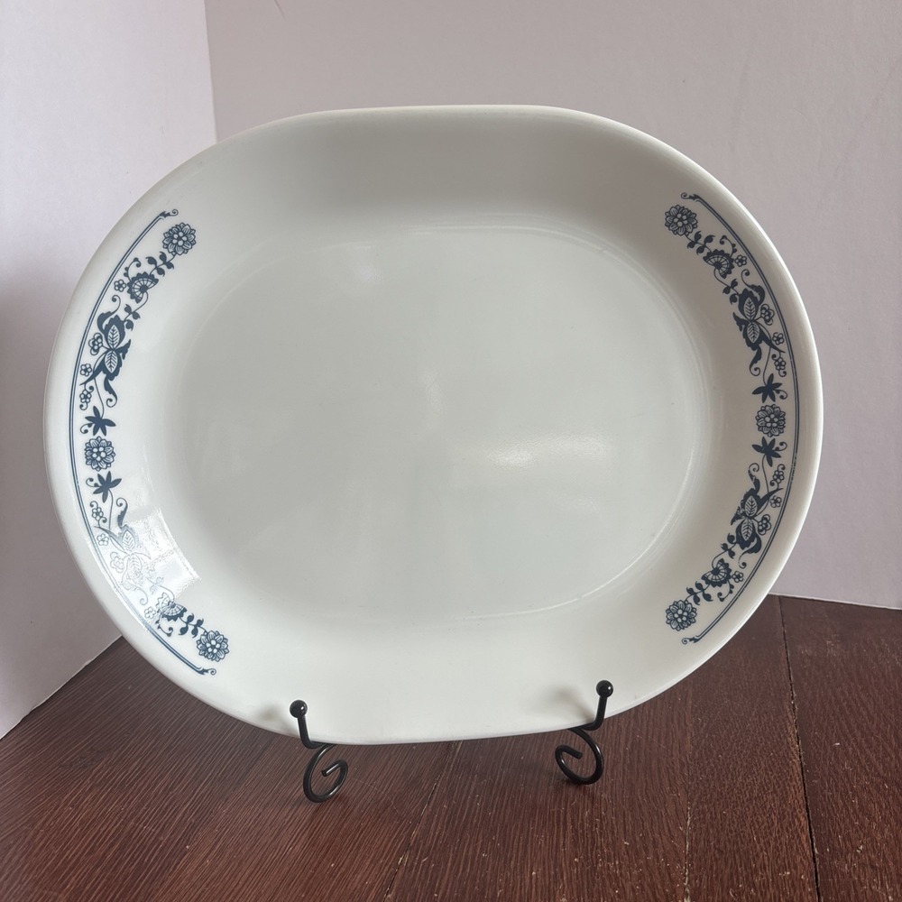 Corelle Corning Old Town Blue Onion 12" Large Oval Serving Platter Vintage EUC